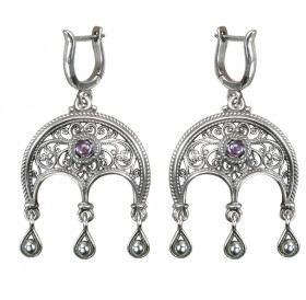 Earrings with amethysts "Princess" -1