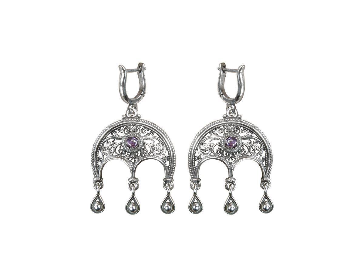 Earrings with amethysts "Princess" -1