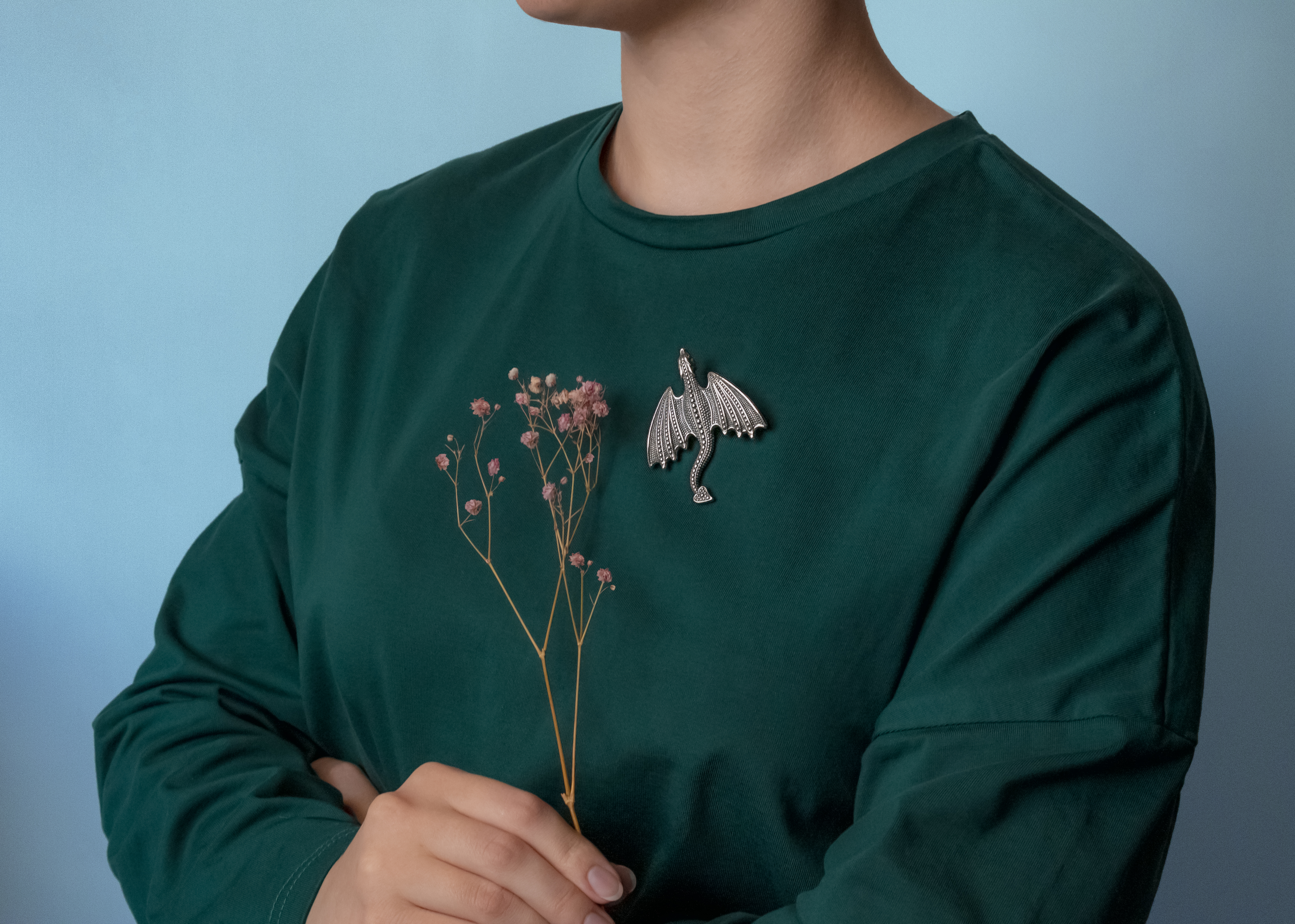 Брошь-подвеска "Летящий дракон"